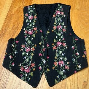 90’s floral vest silk reversible M 🌸